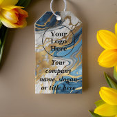 青い金ゴールドと白い大理石 ギフトタグ