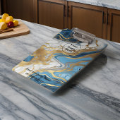 青い金ゴールドと白い大理石 クリップボード