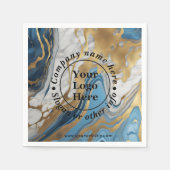 青い金ゴールドと白い大理石 スタンダードカクテルナプキン (正面)