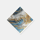 青い金ゴールドと白い大理石 スタンダードカクテルナプキン (角)