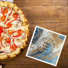 青い金ゴールドと白い大理石 スタンダードカクテルナプキン