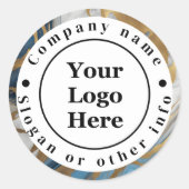 青い金ゴールドと白い大理石 ラウンドシール (正面)