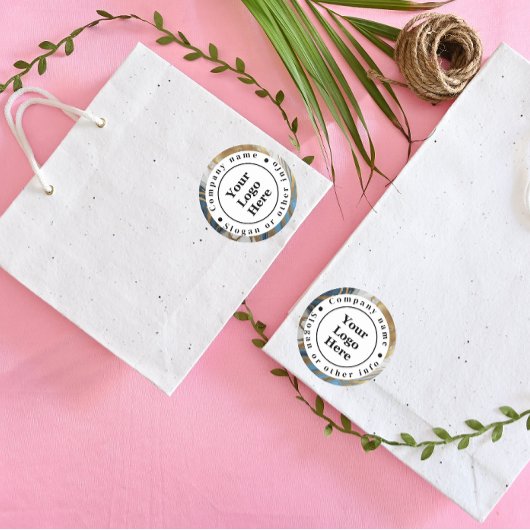 青い金ゴールドと白い大理石 ラウンドシール