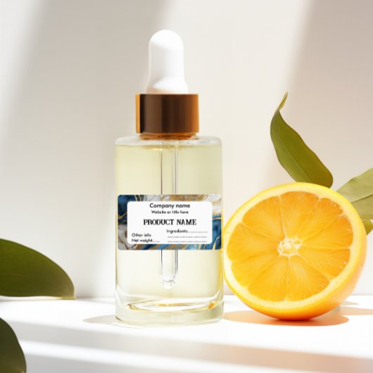 青い金ゴールドと白い大理石 ラベル