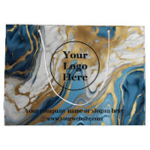 青い金ゴールドと白い大理石 ラージペーパーバッグ (裏面)