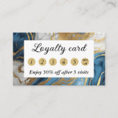 青い金ゴールドと白い大理石 ロイヤリティカード (正面)