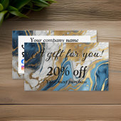 青い金ゴールドと白い大理石 割引カード