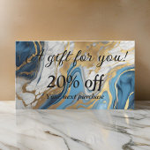 青い金ゴールドと白い大理石 割引カード