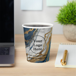 青い金ゴールドと白い大理石 紙コップ