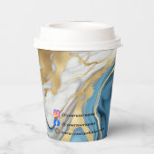 青い金ゴールドと白い大理石 紙コップ (裏面)