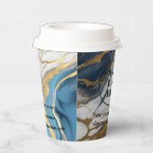 青い金ゴールドと白い大理石 紙コップ (右)