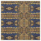 青い金ゴールドのアールヌーボーパターン生地 ファブリック (クローズアップ)