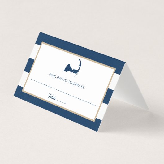 青い金ゴールドのストライプなChathamのケープコッドの結婚式の座席 (正面)