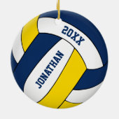 青い金ゴールドのスポーツチームが男子バレーボールを担当する セラミックオーナメント (裏面)