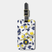 青い金ゴールドのチームカラーのサッカーボール ラゲッジタグ (正面縦)