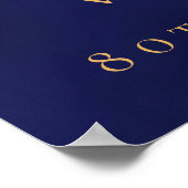 青い金ゴールドのフォトスター歓迎の誕生日 ポスター (角)