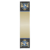 青い金ゴールドのライオンの紋章あなた自身の紋章付き外衣を作成して下さい ショートテーブルランナー (正面)