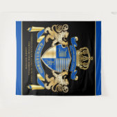 青い金ゴールドのライオンの紋章あなた自身の紋章付き外衣を作成して下さい タペストリー (正面(横))