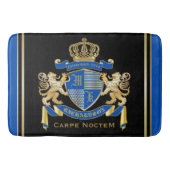 青い金ゴールドのライオンの紋章あなた自身の紋章付き外衣を作成して下さい バスマット (正面)