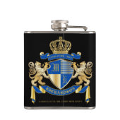 青い金ゴールドのライオンの紋章あなた自身の紋章付き外衣を作成して下さい フラスク (裏面)