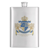 青い金ゴールドのライオンの紋章あなた自身の紋章付き外衣を作成して下さい フラスク (正面)