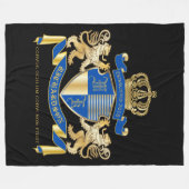 青い金ゴールドのライオンの紋章あなた自身の紋章付き外衣を作成して下さい フリースブランケット (正面(横))