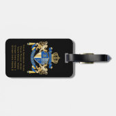 青い金ゴールドのライオンの紋章あなた自身の紋章付き外衣を作成して下さい ラゲッジタグ (裏面横)