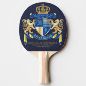 青い金ゴールドのライオンの紋章あなた自身の紋章付き外衣を作成して下さい 卓球ラケット (裏面)