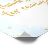 青い金ゴールドの上に月のベビーありがとう来。 ポスター (角)