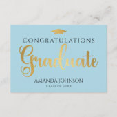 青い金ゴールドの卒園英単語の卒業 エンクロージャーカード (正面)