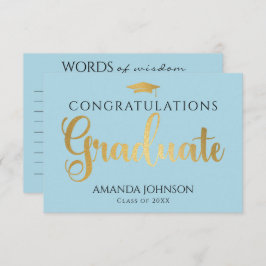 青い金ゴールドの卒園英単語の卒業 エンクロージャーカード