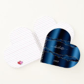 青い金ゴールドの大理石名スクリプト女の子 ノートブック (内部)