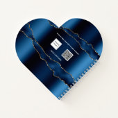 青い金ゴールドの大理石名スクリプト女の子 ノートブック (裏面)