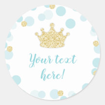 青い金ゴールドの小さい王子ベビーシャワーのラベル