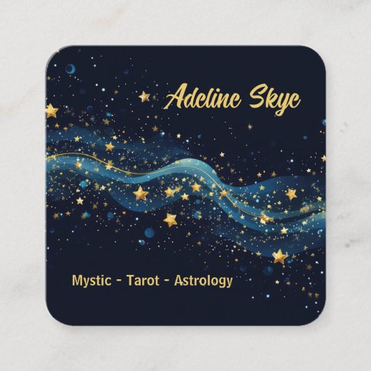 青い金ゴールドの星 スクエア名刺 (正面)