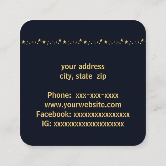 青い金ゴールドの星 スクエア名刺 (裏面)