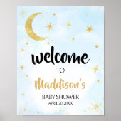 青い金ゴールドの月の上の赤ちゃんシャワーへようこそ ポスター (正面)
