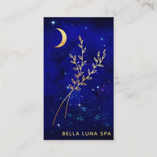 *~*青い金ゴールドの月の葉の 名刺 (正面)