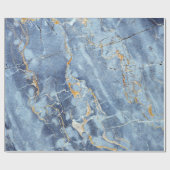 青い金ゴールドの灰色のモダンで粋な大理石パターン ラッピングペーパー (フラット)