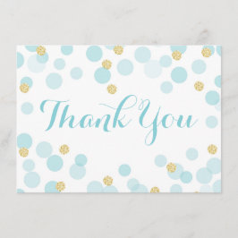 青い金ゴールドの点のベビーシャワーは感謝していしています サンキューカード