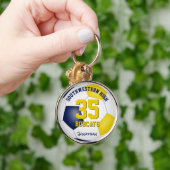 青い金ゴールドの男の子の名前ジャージー・ナンバー キーホルダー (手)