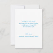 青い金ゴールドの白はベビーシャワーの男の子|の写真感謝していしています サンキューカード (裏面)