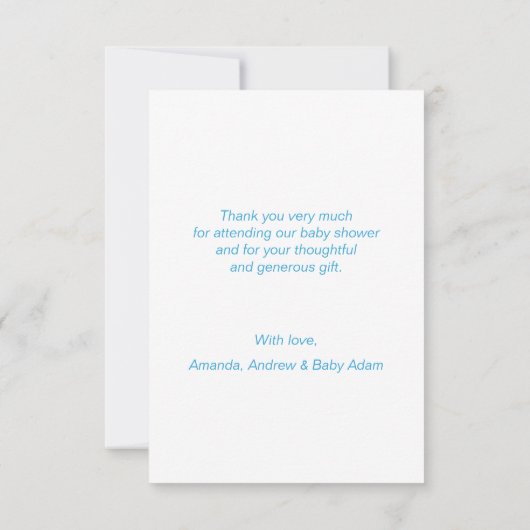 青い金ゴールドの白はベビーシャワーの男の子|の写真感謝していしています サンキューカード (裏面)