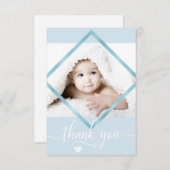 青い金ゴールドの白はベビーシャワーの男の子|の写真感謝していしています サンキューカード (正面/裏面)