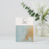 青い金ゴールドの絵を描油テクスチャロゴヘアピンディスプレイ 名刺 (スタンド正面)