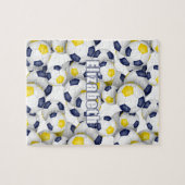 青い金ゴールドの色の女の子サッカー ジグソーパズル (横)