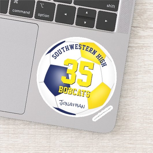 青い金ゴールドの色の男の子サッカー シール (詳細)