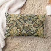 青い金ゴールドの花柄の生地 ランバークッション (ブランケット)