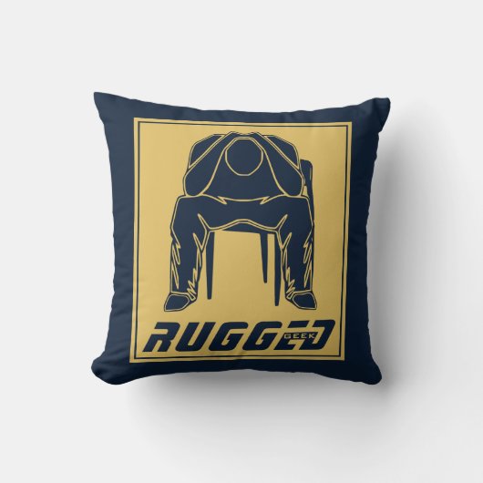 青い金ゴールドの頑丈な男のホールディングヘッド |考えの男 クッション (正面)