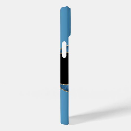 青い金ゴールドの黒い瑪瑙の大理石名スクリプト Case-Mate iPhoneケース (裏面 / 右)